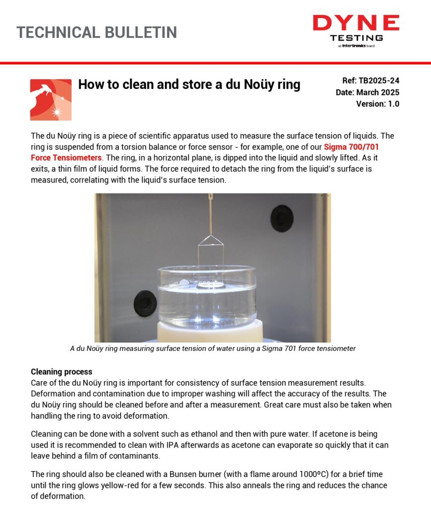 How to clean and store a du Noüy ring