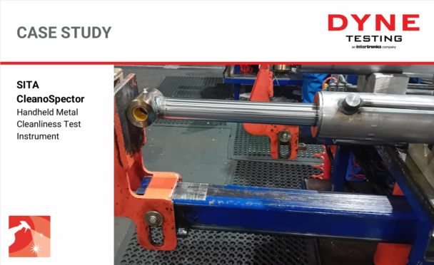 Snapshot of case study showing a large silver hydraulic ram cylinder